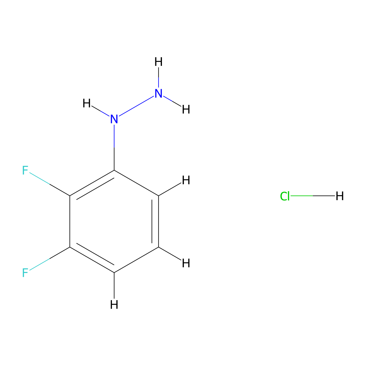 (2,3-Difluorophenyl)hydrazine hydrochloride molecular structure, CAS 60481-38-1