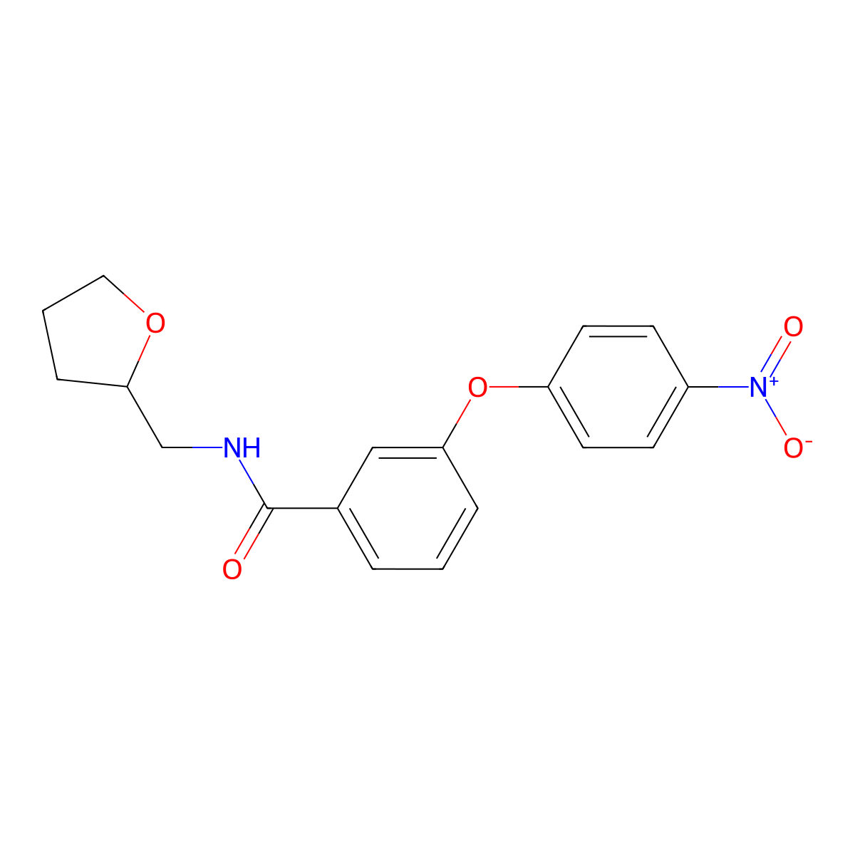 3-(4-nitrophenoxy)-N-(tetrahydro-2-furanylmethyl)benzamide molecular structure, CAS 604813-13-0
