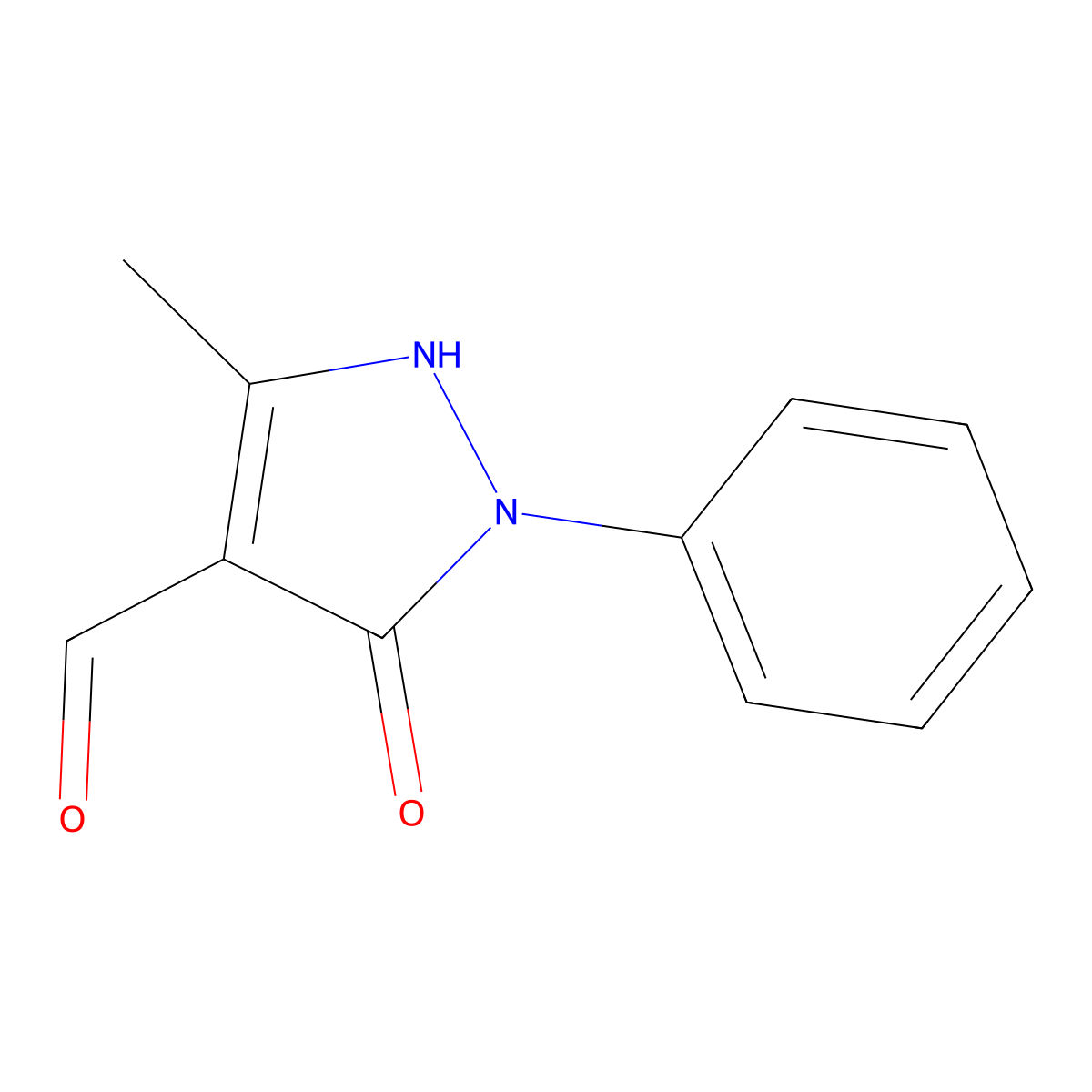 5-Hydroxy-3-methyl-1-phenyl-1H-pyrazole-4-carbaldehyde molecular structure, CAS 60484-29-9