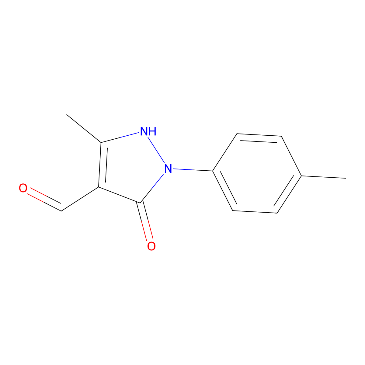 5-hydroxy-3-methyl-1-(4-methylphenyl)-1H-pyrazole-4-carbaldehyde molecular structure, CAS 60484-30-2