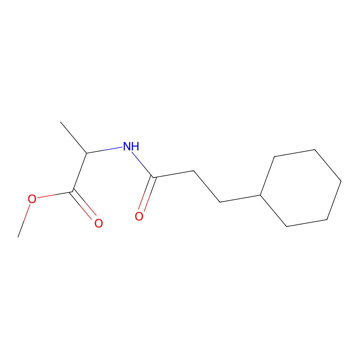 Methyl 2-(3-cyclohexylpropanoylamino)propanoate molecular structure, CAS 6049-23-6
