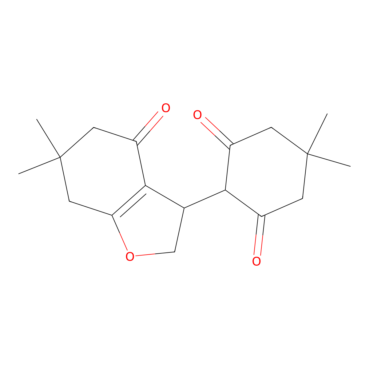 2-(6,6-Dimethyl-4-oxo-2,3,5,7-tetrahydro-1-benzofuran-3-yl)-5,5-dimethylcyclohexane-1,3-dione molecular structure, CAS 6049-53-2