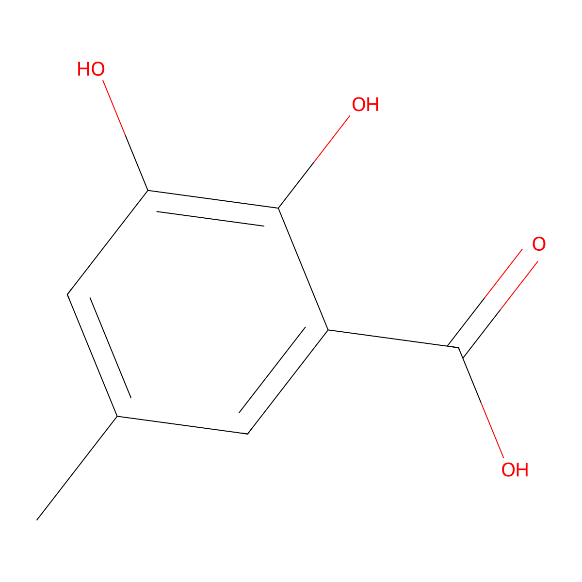 2,3-Dihydroxy-5-methylbenzoic acid molecular structure, CAS 6049-93-0