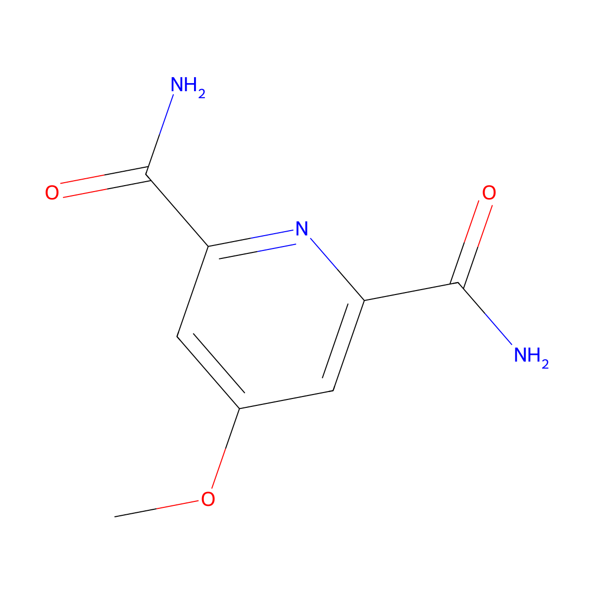4-Methoxypyridine-2,6-dicarboxamide molecular structure, CAS 60494-51-1