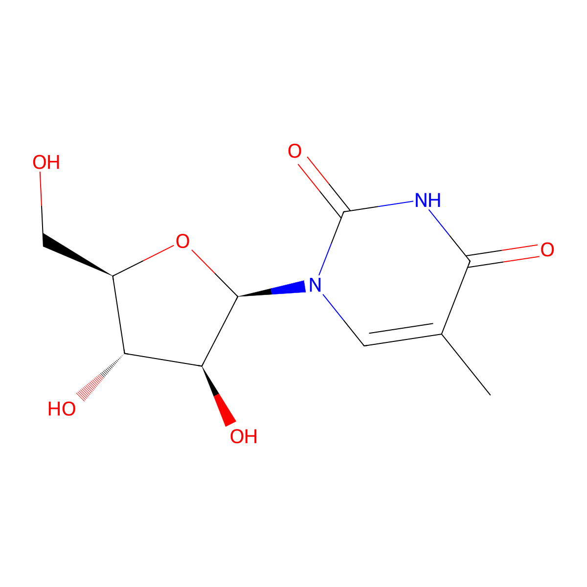 1-beta-D-Arabinofuranosyl-5-methyl-2,4(1H,3H)-pyrimidinedione molecular structure, CAS 605-23-2