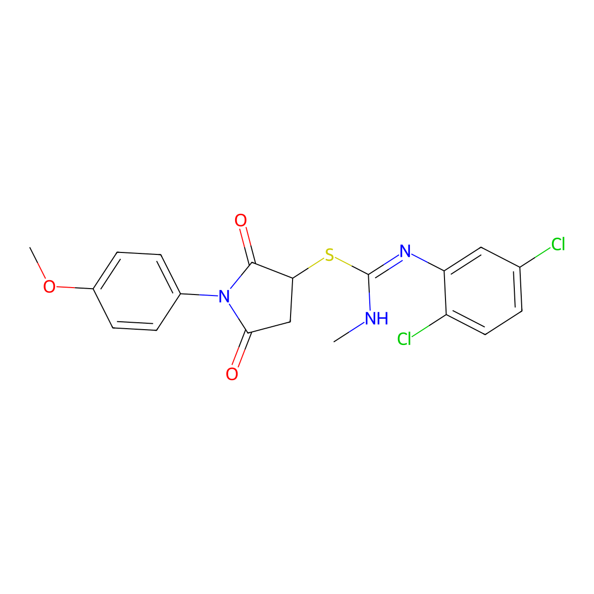 [1-(4-methoxyphenyl)-2,5-dioxopyrrolidin-3-yl] N-(2,5-dichlorophenyl)-N'-methylcarbamimidothioate molecular structure, CAS 6050-37-9