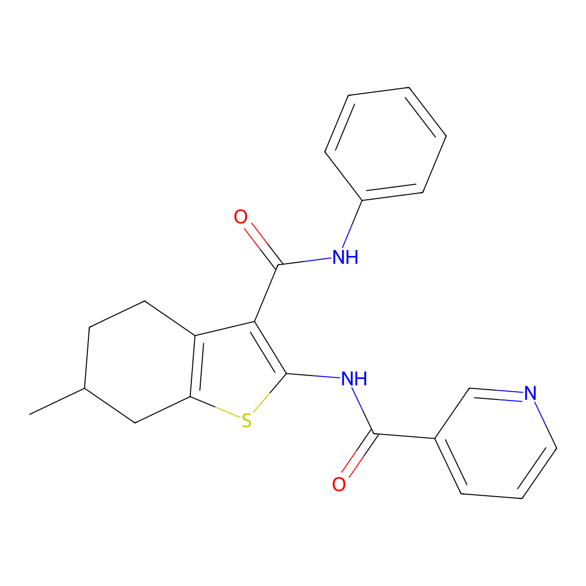 N-[6-methyl-3-(phenylcarbamoyl)-4,5,6,7-tetrahydro-1-benzothiophen-2-yl]pyridine-3-carboxamide molecular structure, CAS 6050-42-6