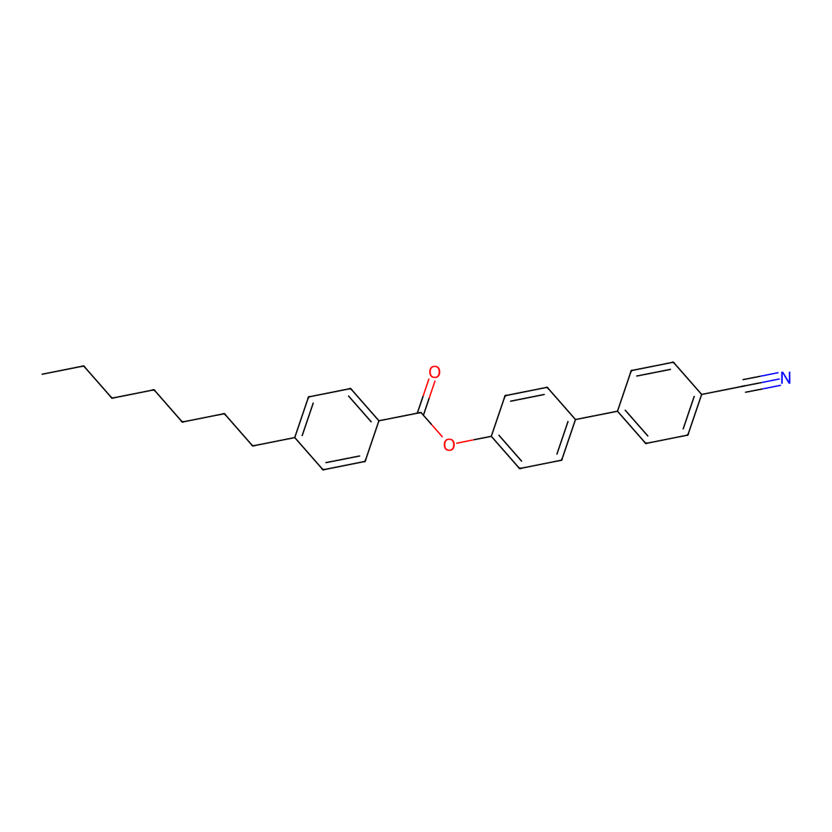 4'-Cyano-4-biphenylyl p-heptylbenzoate molecular structure, CAS 60508-30-7