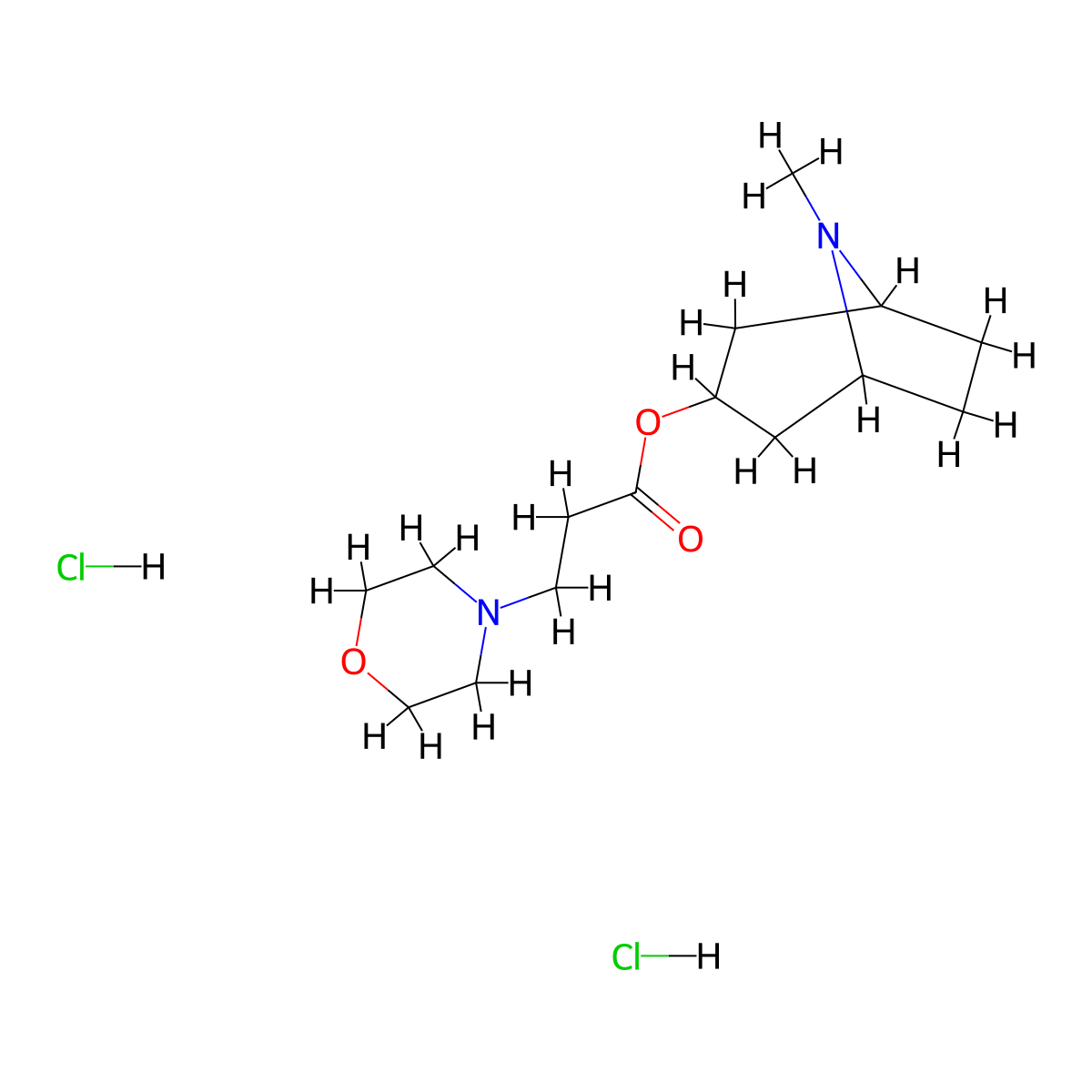 8-Methyl-8-azabicyclo(3.2.1)octan-3-yl 3-(morpholin-4-yl)propanoate--hydrogen chloride (1/2) molecular structure, CAS 60508-73-8