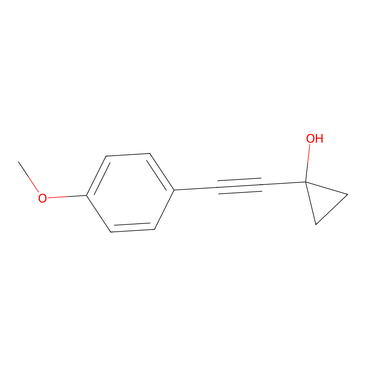 Cyclopropanol, 1-[(4-methoxyphenyl)ethynyl]- molecular structure, CAS 60512-44-9