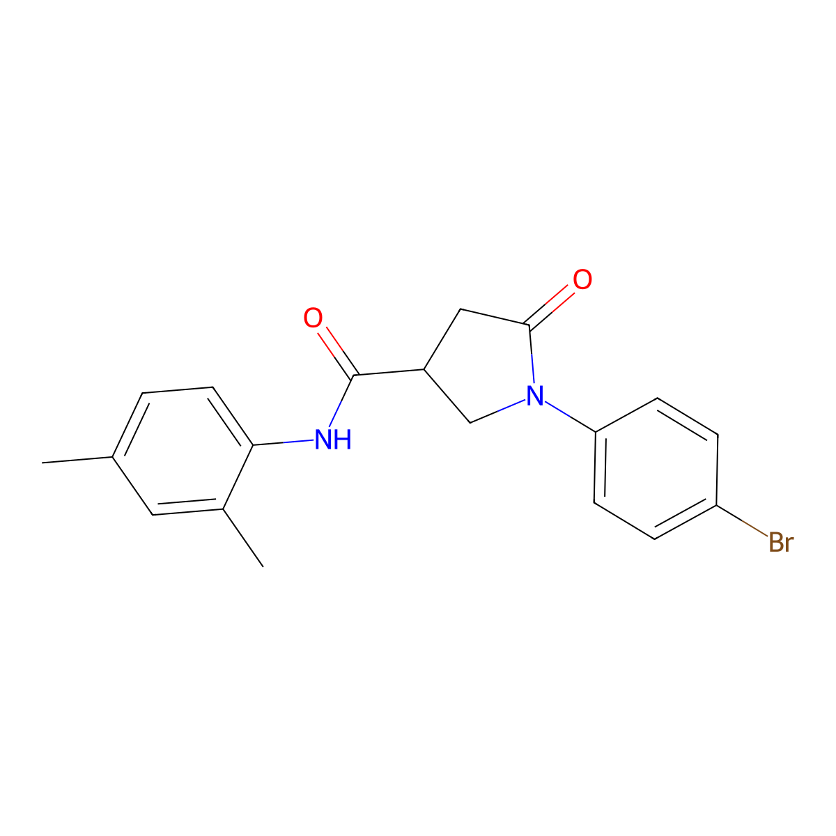 1-(4-bromophenyl)-N-(2,4-dimethylphenyl)-5-oxopyrrolidine-3-carboxamide molecular structure, CAS 6053-12-9