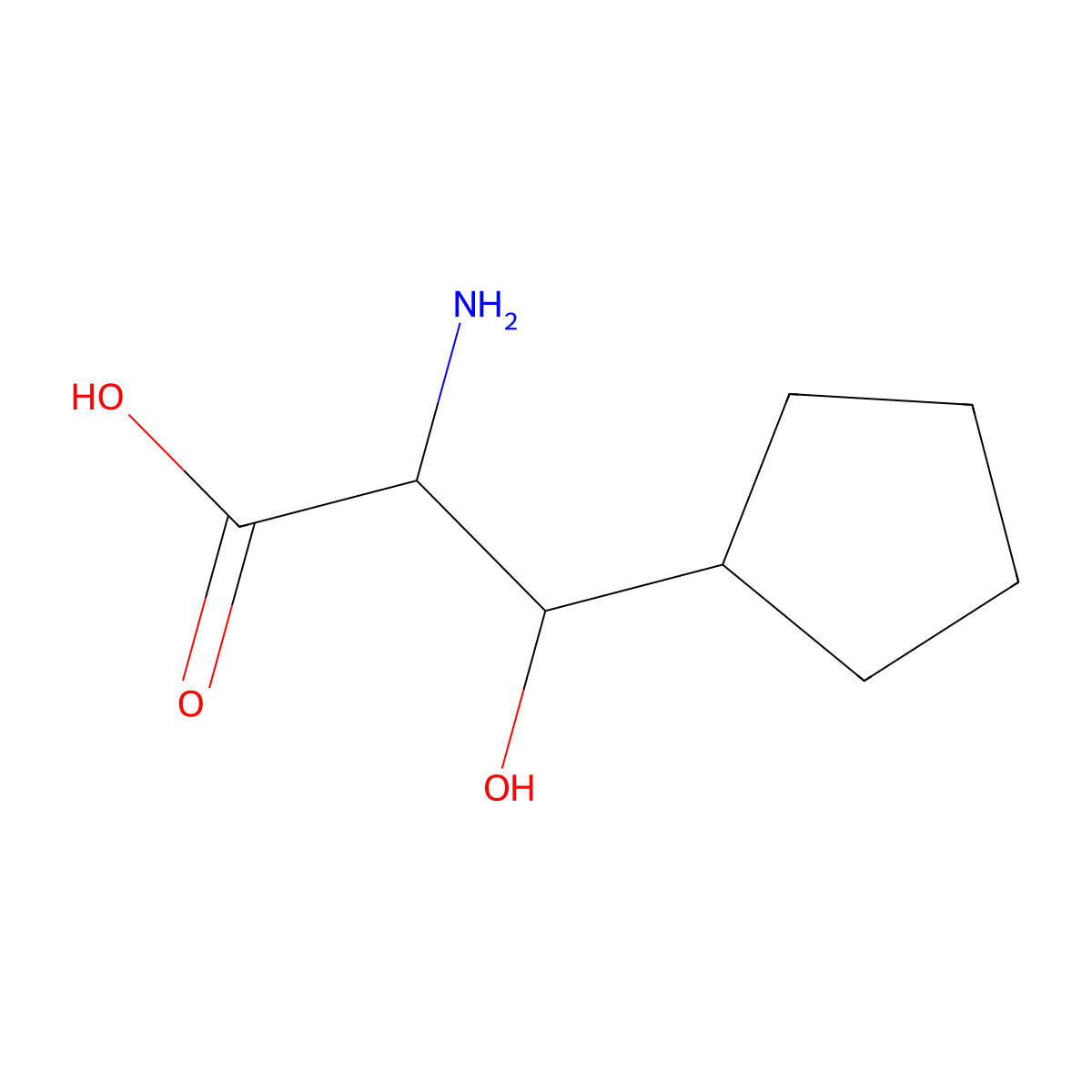 2-Amino-3-cyclopentyl-3-hydroxypropanoic acid molecular structure, CAS 6053-60-7