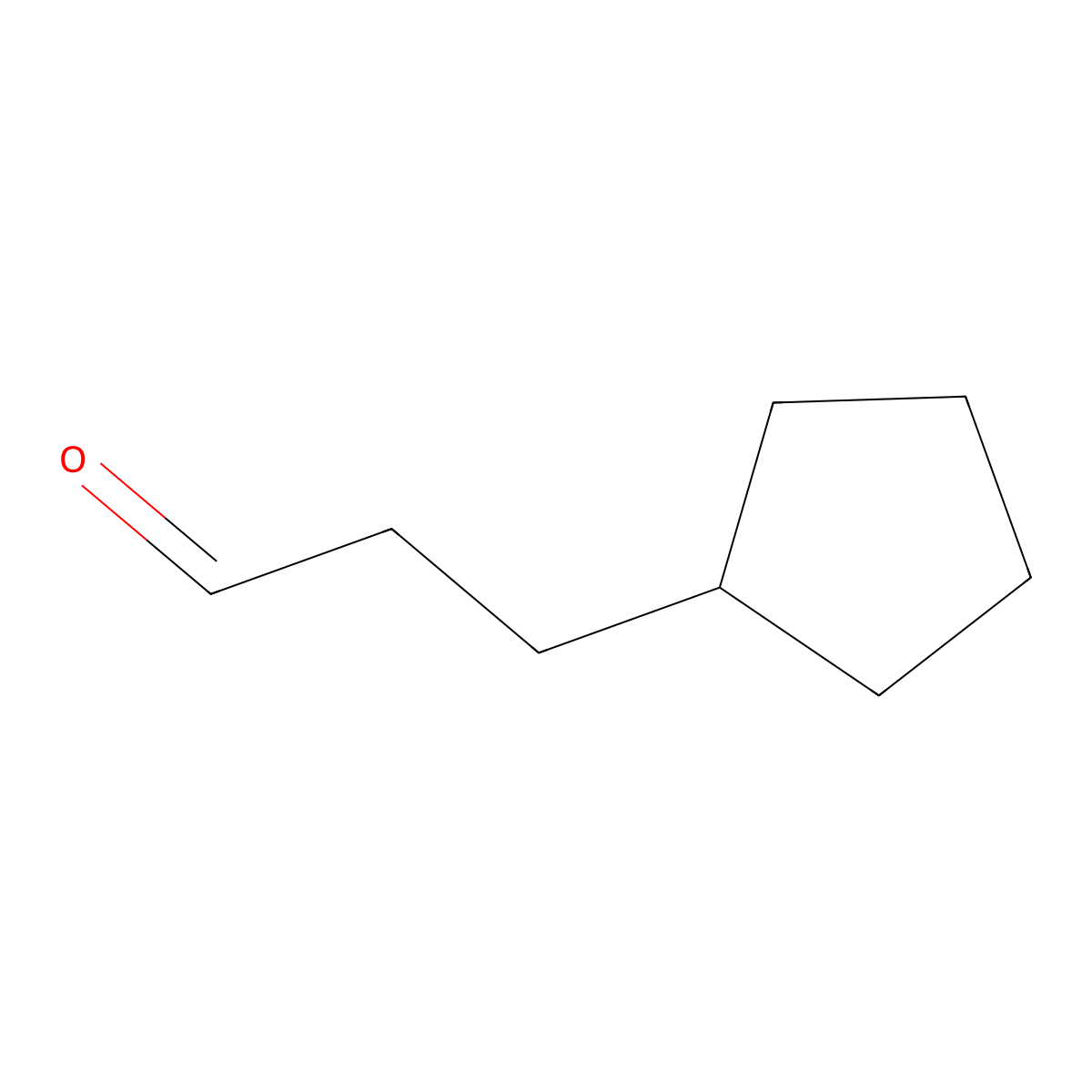 Cyclopentanepropanal molecular structure, CAS 6053-89-0