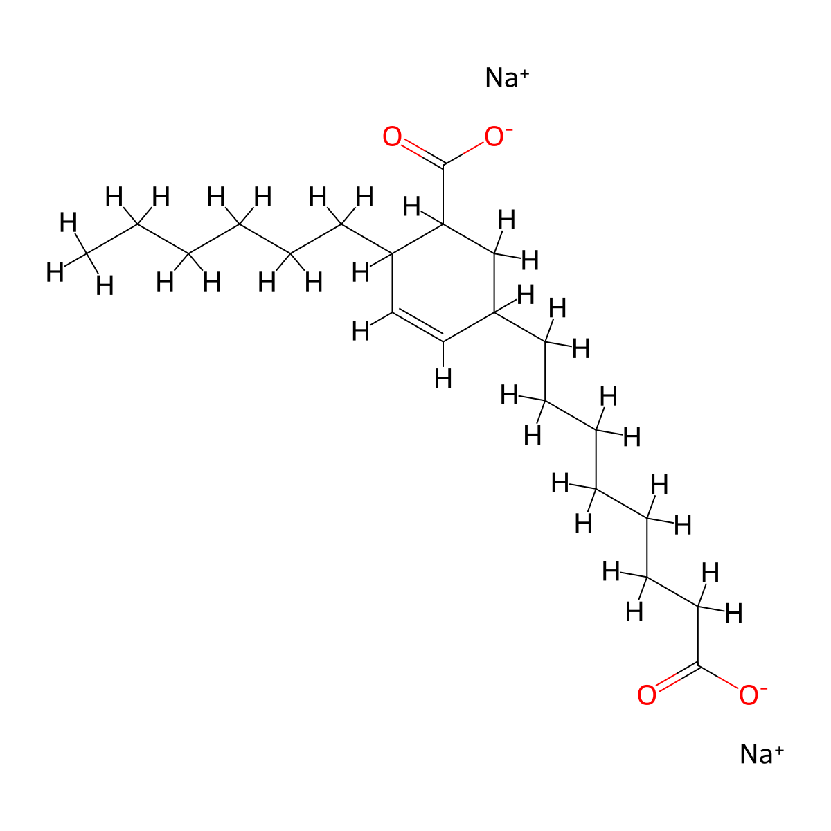 Disodium 5-carboxylato-4-hexylcyclohex-2-ene-1-octanoate molecular structure, CAS 60532-96-9