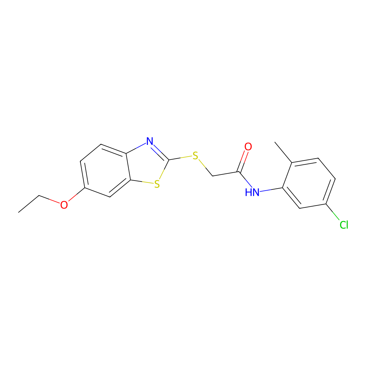 N-(5-chloro-2-methylphenyl)-2-[(6-ethoxy-1,3-benzothiazol-2-yl)sulfanyl]acetamide molecular structure, CAS 6054-77-9