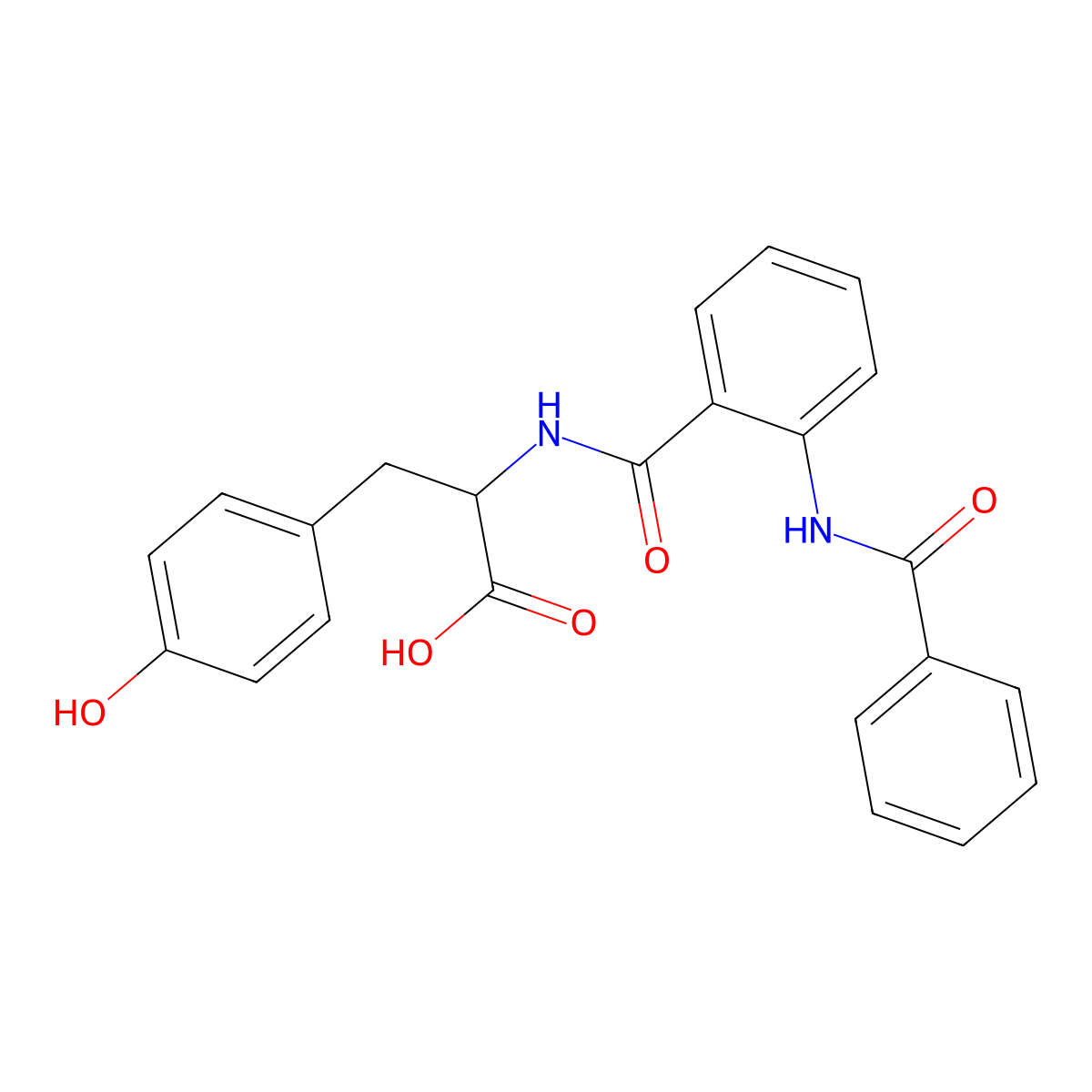 2-[(2-Benzamidobenzoyl)amino]-3-(4-hydroxyphenyl)propanoic acid molecular structure, CAS 6054-83-7