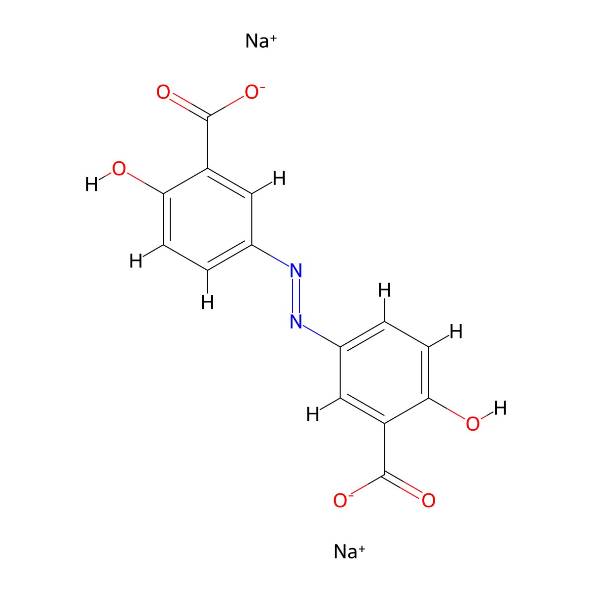 disodium;5-[(3-carboxylato-4-hydroxyphenyl)diazenyl]-2-hydroxybenzoate molecular structure, CAS 6054-98-4