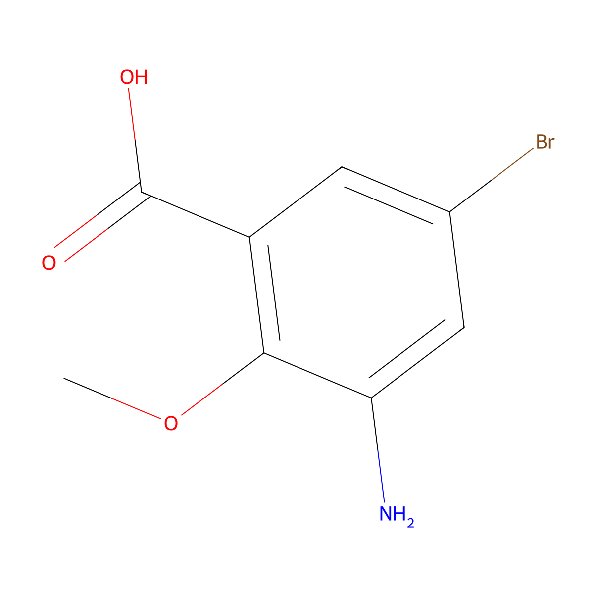 Benzoic acid, 3-amino-5-bromo-2-methoxy- molecular structure, CAS 60541-85-7