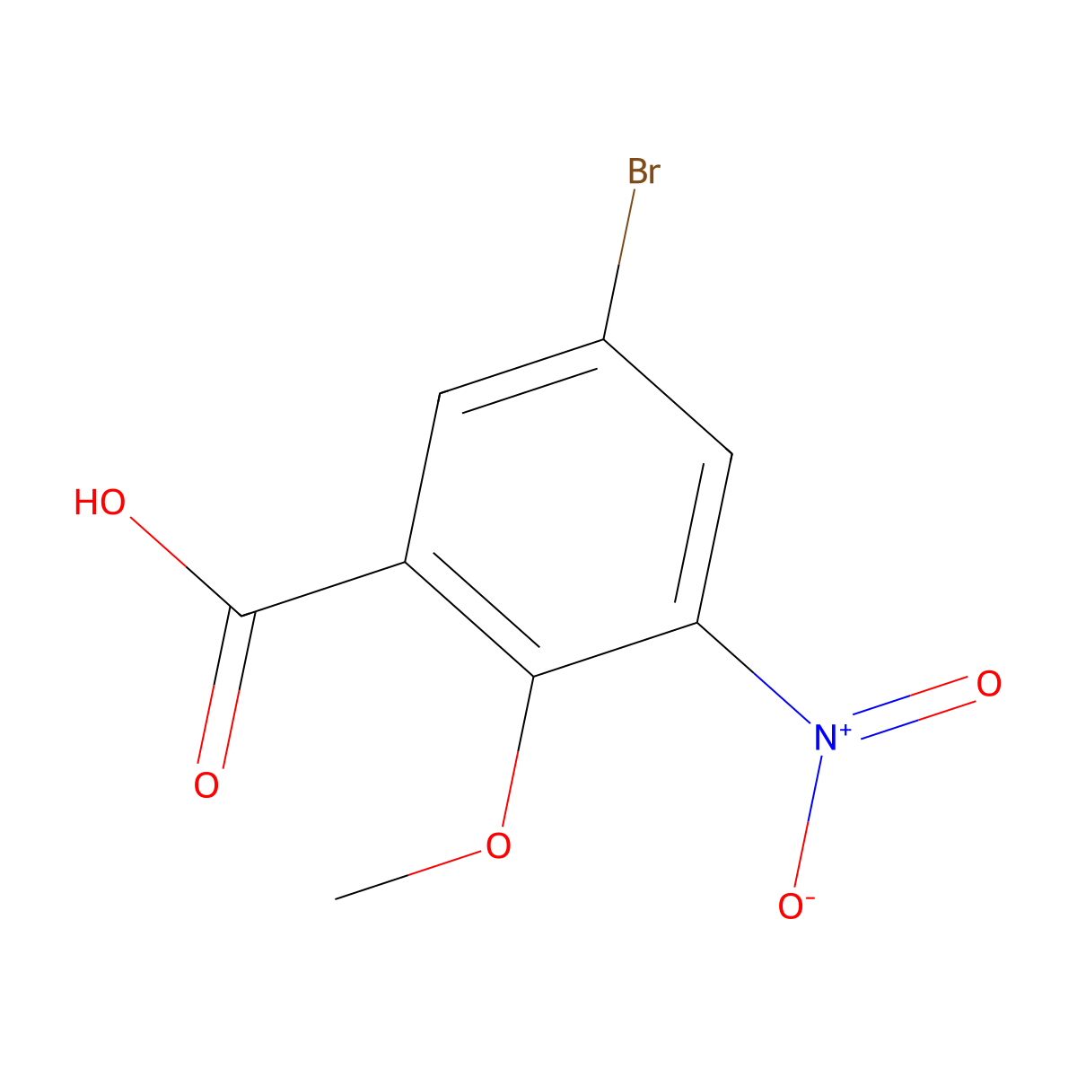 5-Bromo-2-methoxy-3-nitrobenzoic acid molecular structure, CAS 60541-89-1