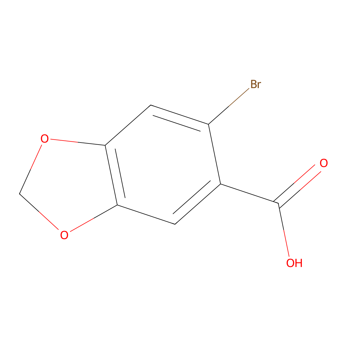 6-Bromo-1,3-benzodioxole-5-carboxylic acid molecular structure, CAS 60546-62-5