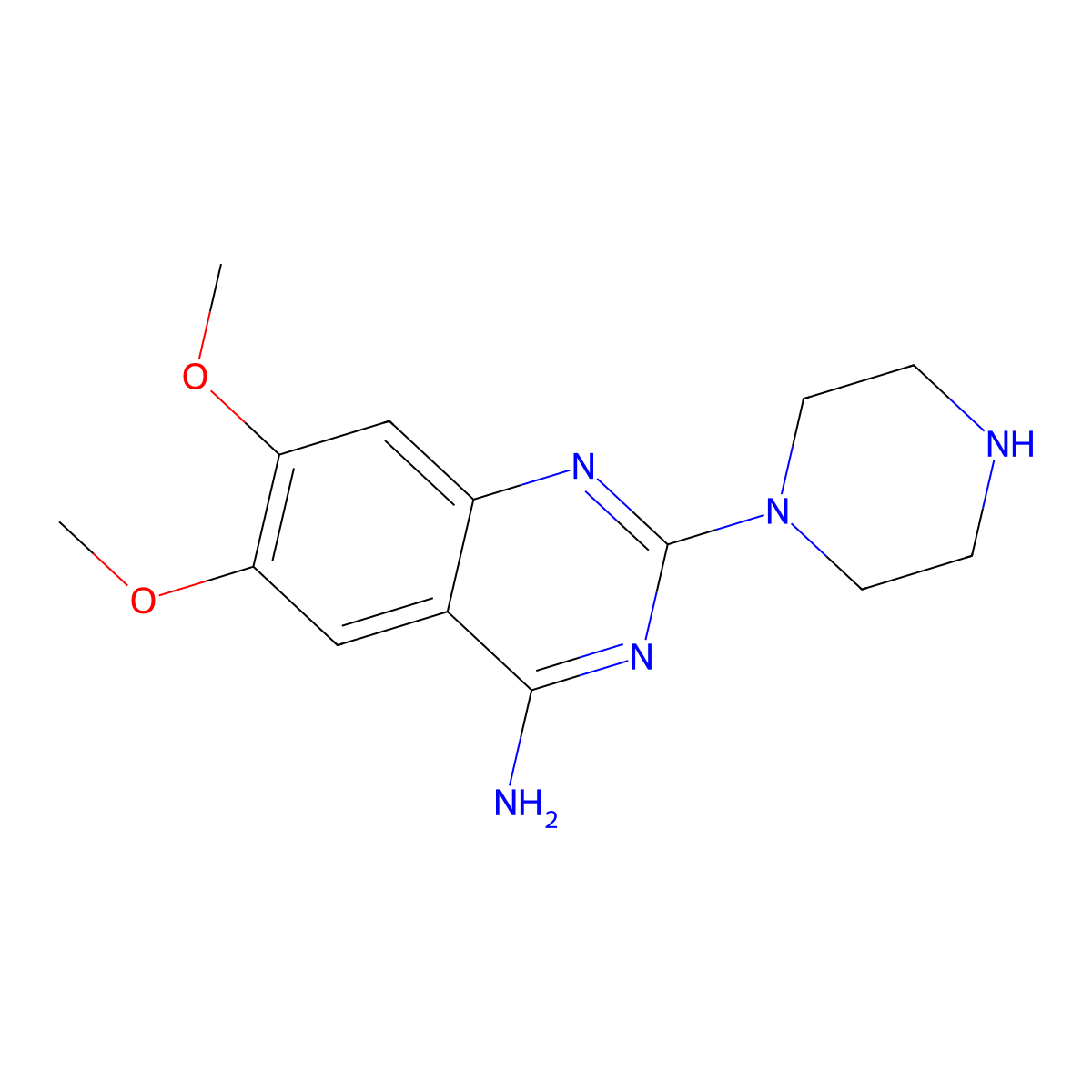 2-(1-Piperazinyl)-4-amino-6,7-dimethoxyquinazoline molecular structure, CAS 60547-97-9