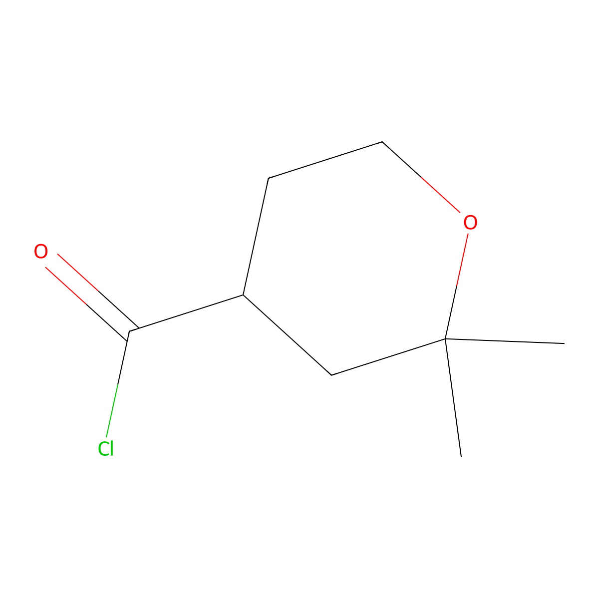 2,2-dimethyltetrahydro-2H-pyran-4-carbonyl chloride molecular structure, CAS 60549-49-7