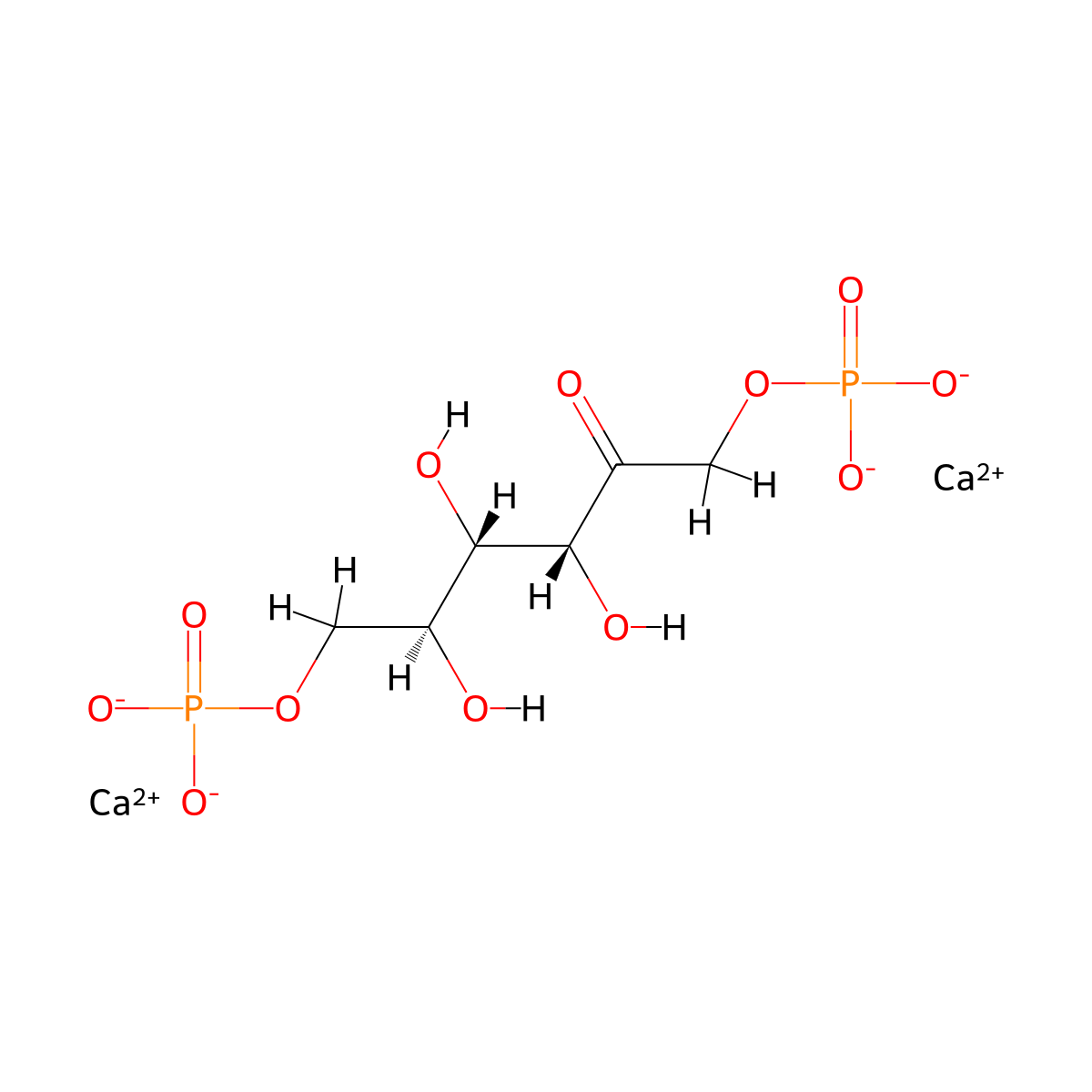 Fosfructose calcium molecular structure, CAS 6055-82-9