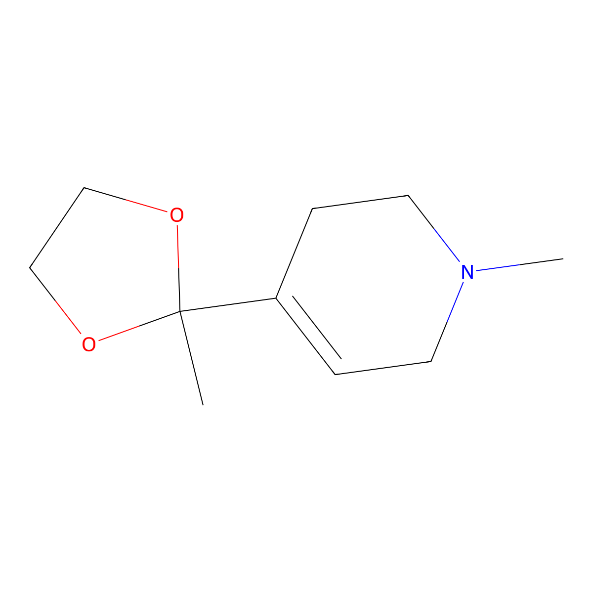 1,2,3,6-Tetrahydro-1-methyl-4-(2-methyl-1,3-dioxolan-2-yl)pyridine molecular structure, CAS 60553-32-4