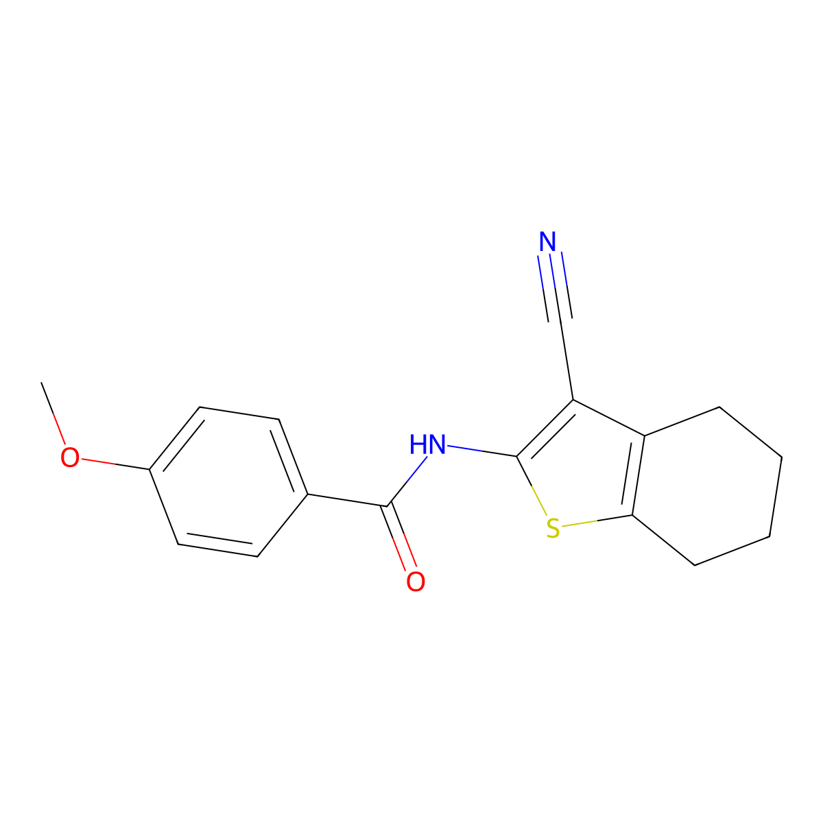 N-(3-cyano-4,5,6,7-tetrahydro-1-benzothiophen-2-yl)-4-methoxybenzamide molecular structure, CAS 60557-05-3