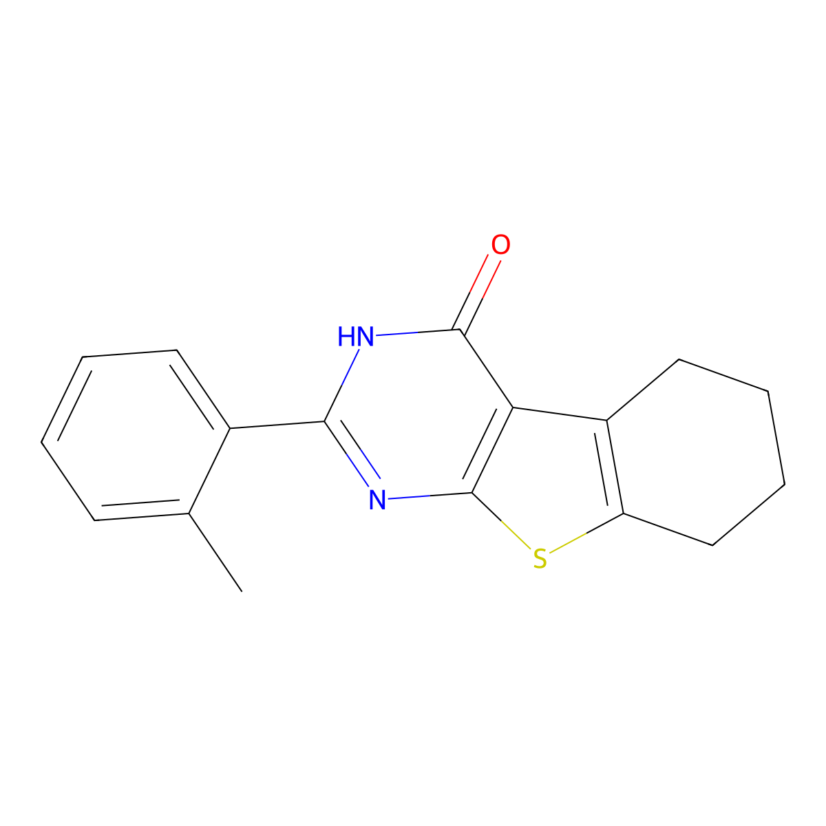 2-(2-methylphenyl)-5,6,7,8-tetrahydro[1]benzothieno[2,3-d]pyrimidin-4(3H)-one molecular structure, CAS 60557-06-4