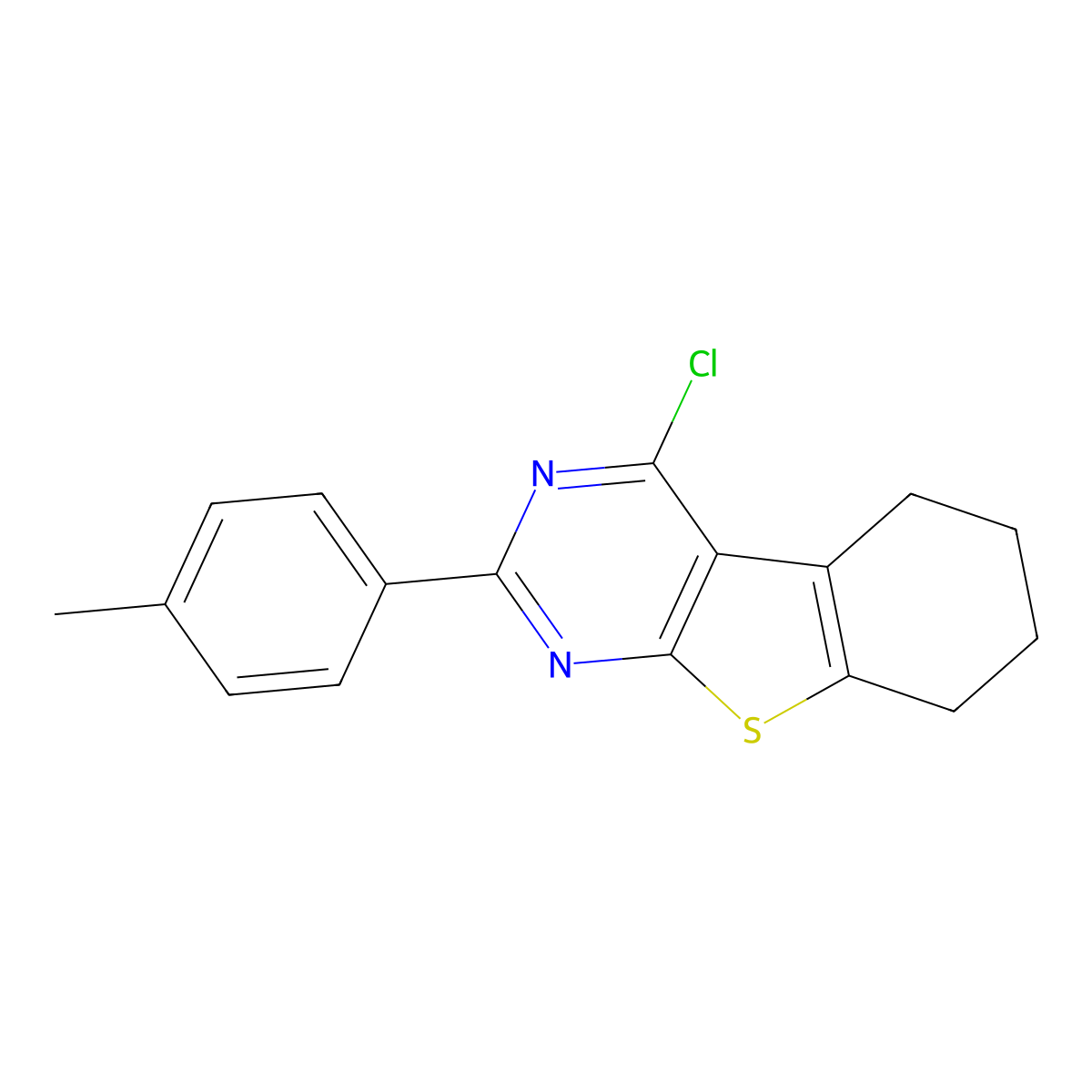 4-Chloro-2-p-tolyl-5,6,7,8-tetrahydro-benzo[4,5]thieno[2,3-d]pyrimidine molecular structure, CAS 60557-18-8