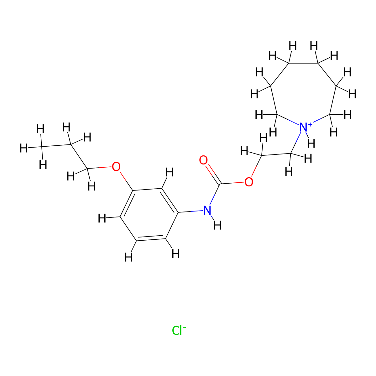 2-(Azepan-1-yl)ethyl hydrogen (3-propoxyphenyl)carbonimidate--hydrogen chloride (1/1) molecular structure, CAS 60558-06-7