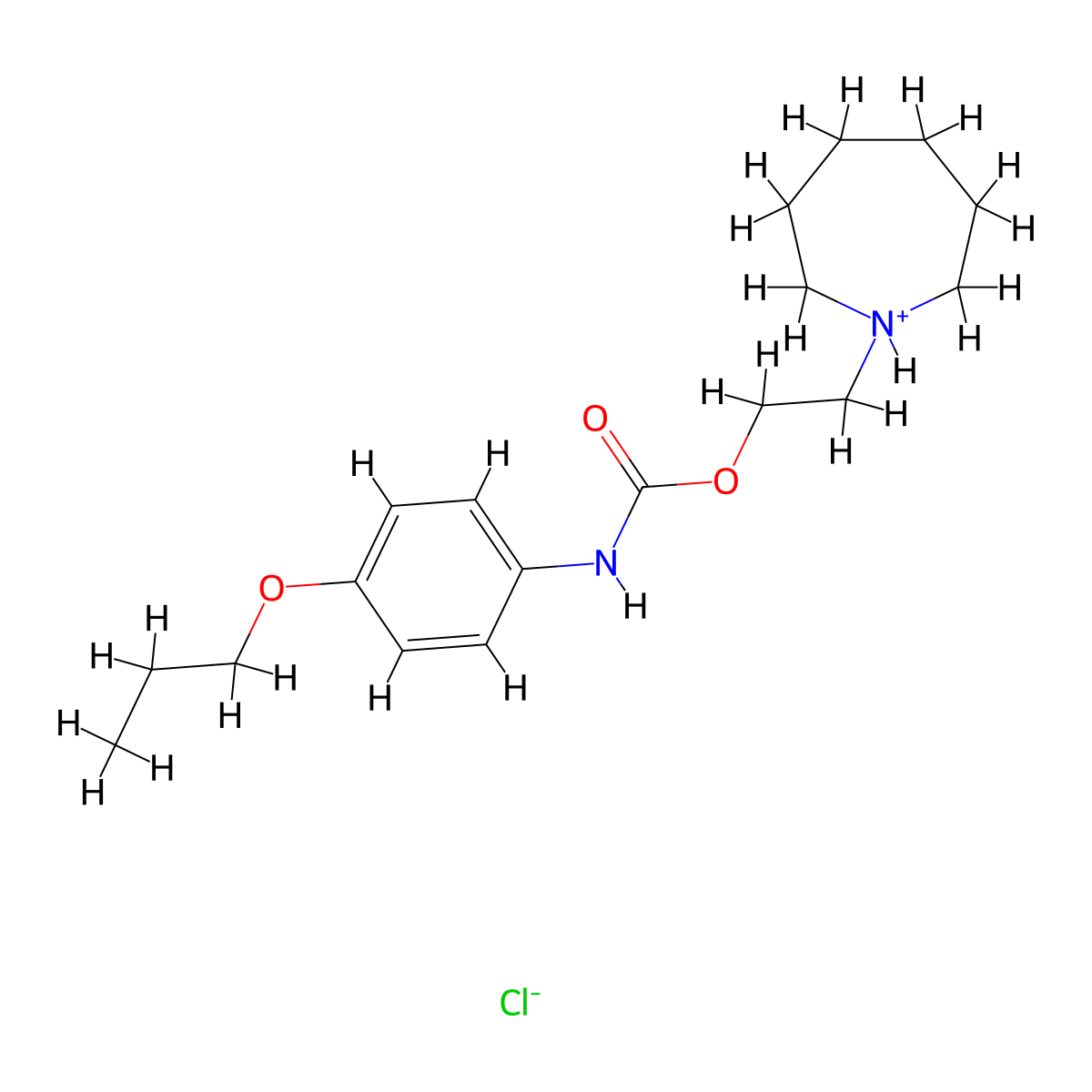 Carbanilic acid, p-propoxy-, 2-(hexahydro-1H-azepin-1-yl)ethyl ester, hydrochloride molecular structure, CAS 60558-07-8