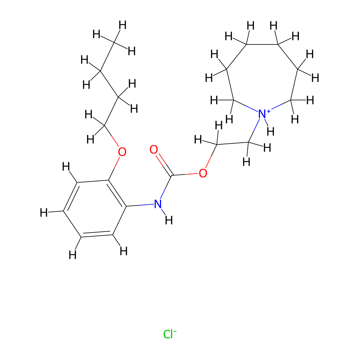 2-(Azepan-1-yl)ethyl hydrogen (2-butoxyphenyl)carbonimidate--hydrogen chloride (1/1) molecular structure, CAS 60558-08-9
