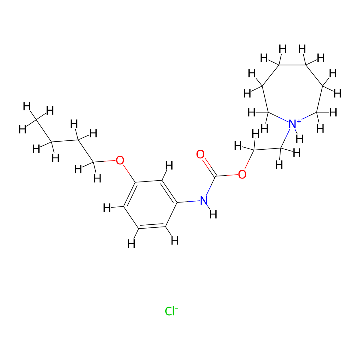 2-(Azepan-1-yl)ethyl hydrogen (3-butoxyphenyl)carbonimidate--hydrogen chloride (1/1) molecular structure, CAS 60558-09-0