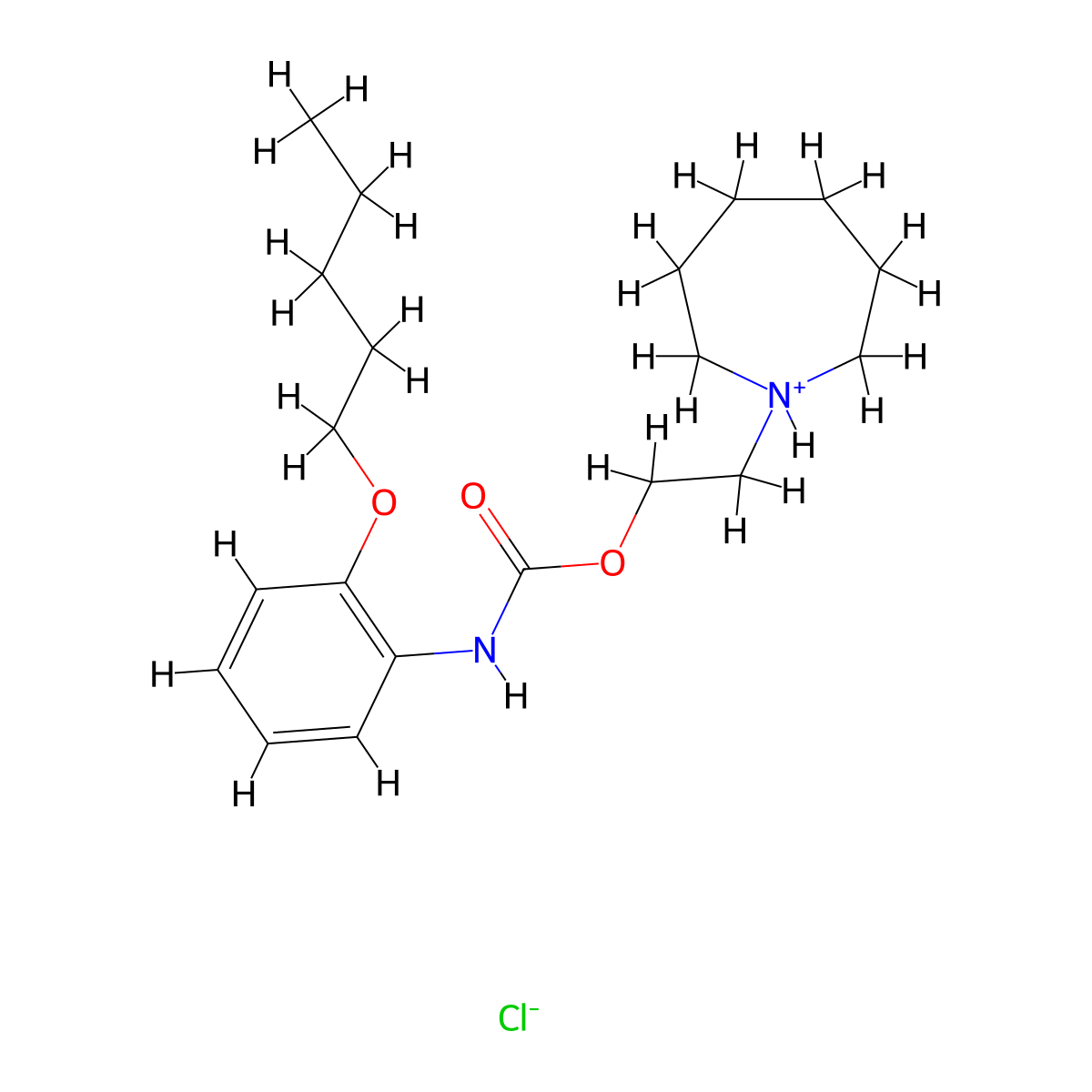 Carbanilic acid, o-(pentyloxy)-, 2-(hexahydro-1H-azepin-1-yl)ethyl ester, hydrochloride molecular structure, CAS 60558-11-4