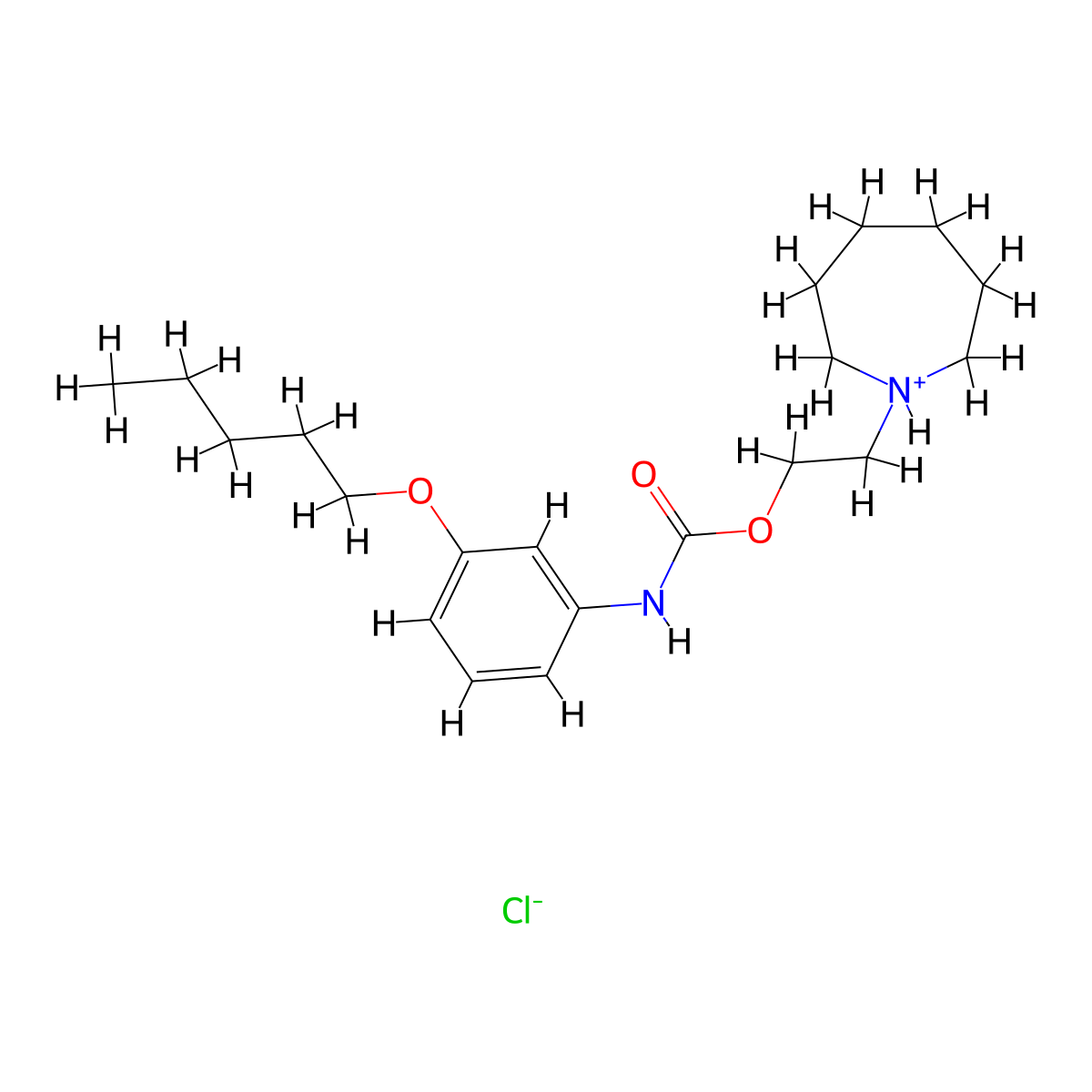 Carbanilic acid, m-(pentyloxy)-, 2-(hexahydro-1H-azepin-1-yl)ethyl ester, hydrochloride molecular structure, CAS 60558-12-5