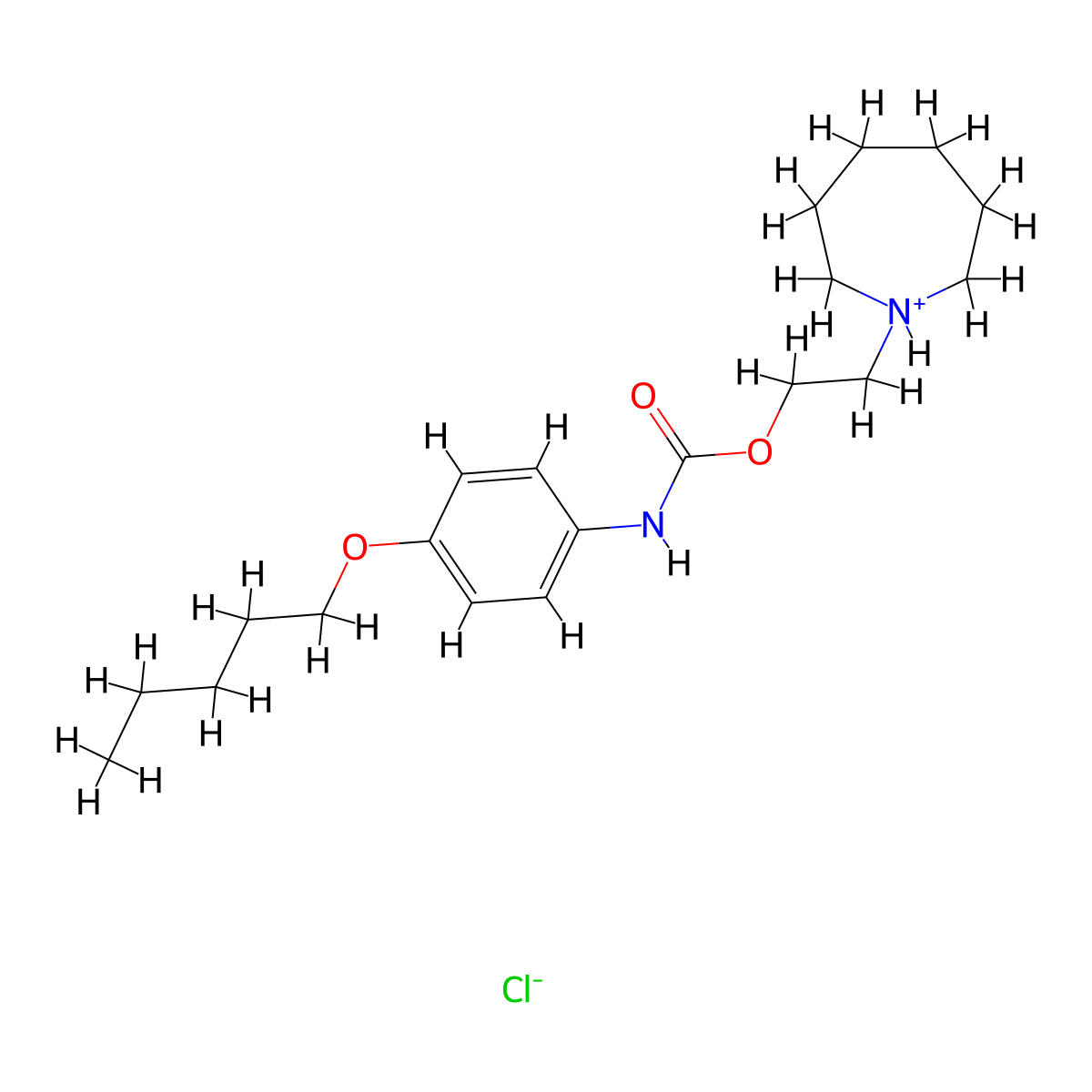 Carbanilic acid, p-(pentyloxy)-, 2-(hexahydro-1H-azepin-1-yl)ethyl ester, hydrochloride molecular structure, CAS 60558-13-6