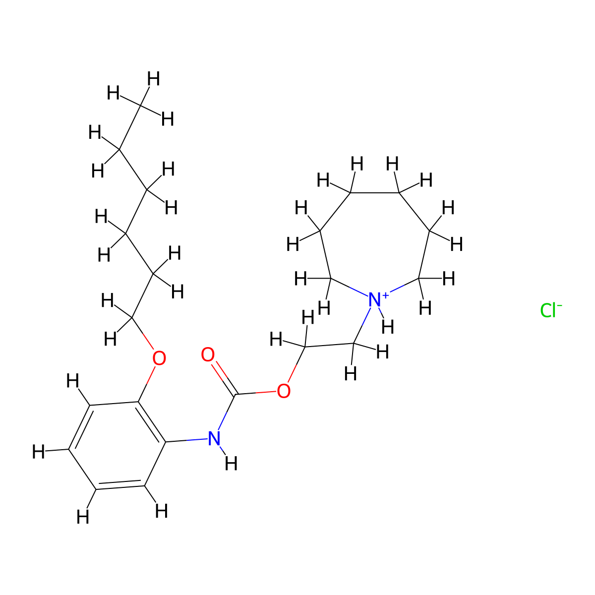 Carbanilic acid, o-(hexyloxy)-, 2-(hexahydro-1H-azepin-1-yl)ethyl ester, hydrochloride molecular structure, CAS 60558-14-7