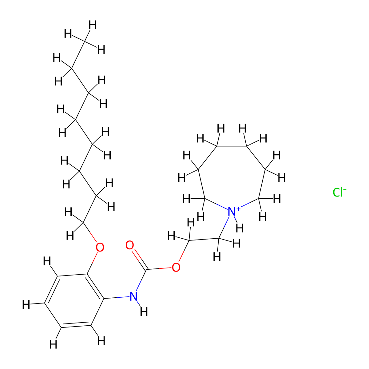 Carbanilic acid, o-(octyloxy)-, 2-(hexahydro-1H-azepin-1-yl)ethyl ester, hydrochloride molecular structure, CAS 60558-19-2