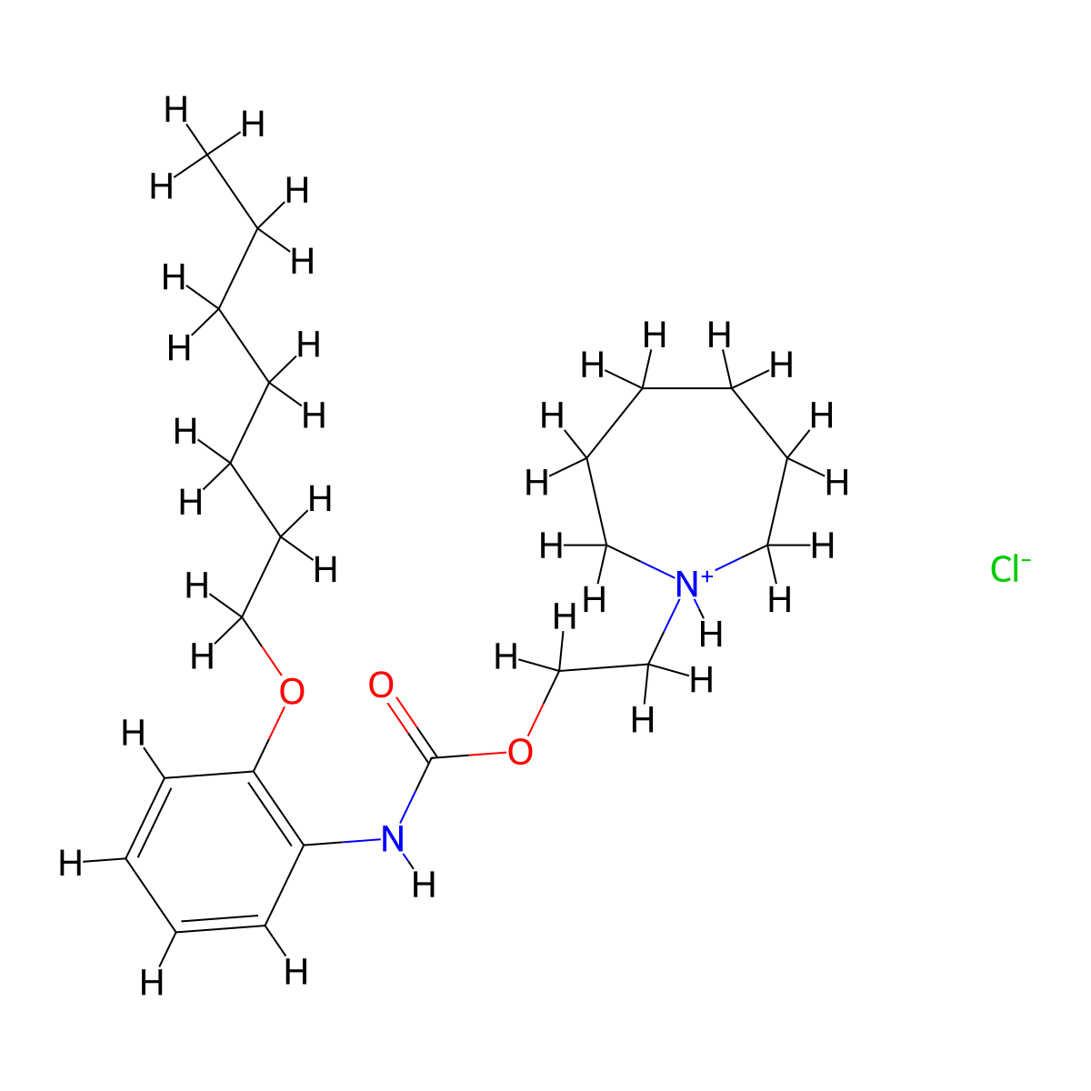 Carbanilic acid, o-(heptyloxy)-, 2-(hexahydro-1H-azepin-1-yl)ethyl ester, hydrochloride molecular structure, CAS 60558-21-6