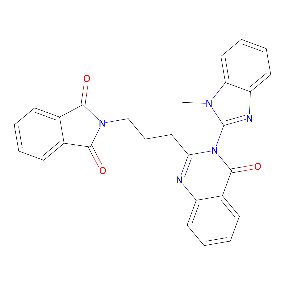 2-[3-[3-(1-Methylbenzimidazol-2-yl)-4-oxoquinazolin-2-yl]propyl]isoindole-1,3-dione molecular structure, CAS 6056-26-4