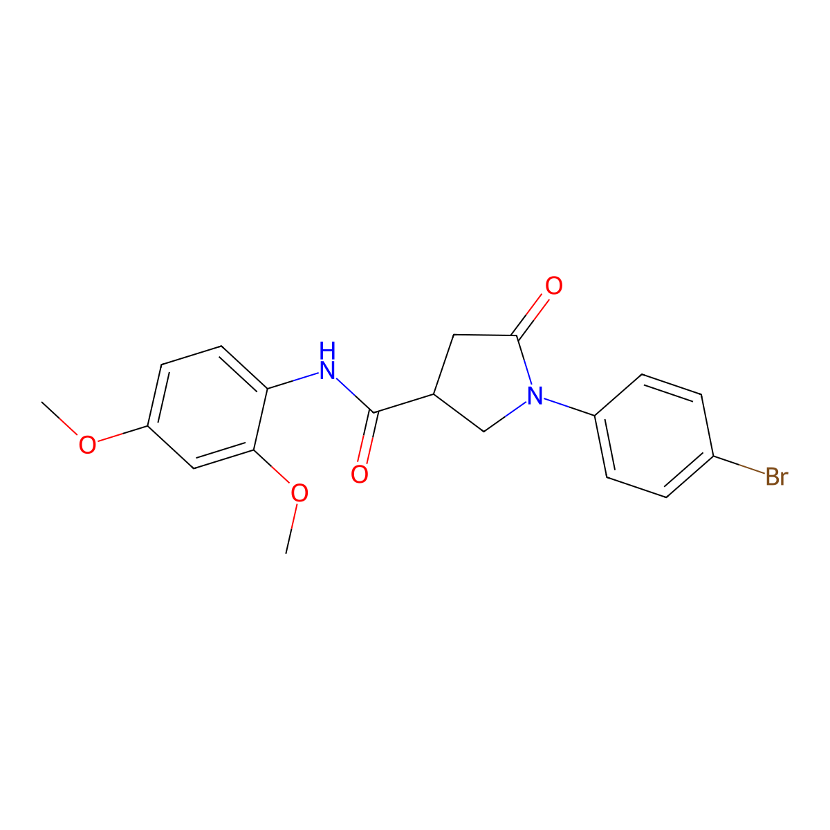1-(4-bromophenyl)-N-(2,4-dimethoxyphenyl)-5-oxopyrrolidine-3-carboxamide molecular structure, CAS 6056-44-6
