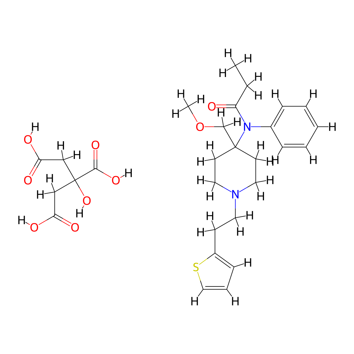 Sufentanil Citrate molecular structure, CAS 60561-17-3