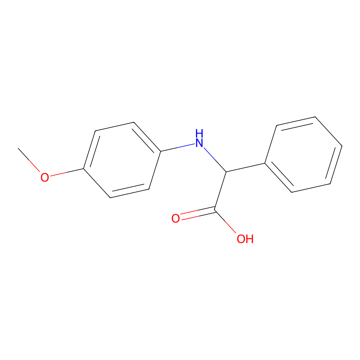 2-((4-Methoxyphenyl)amino)-2-phenylacetic acid molecular structure, CAS 60561-74-2