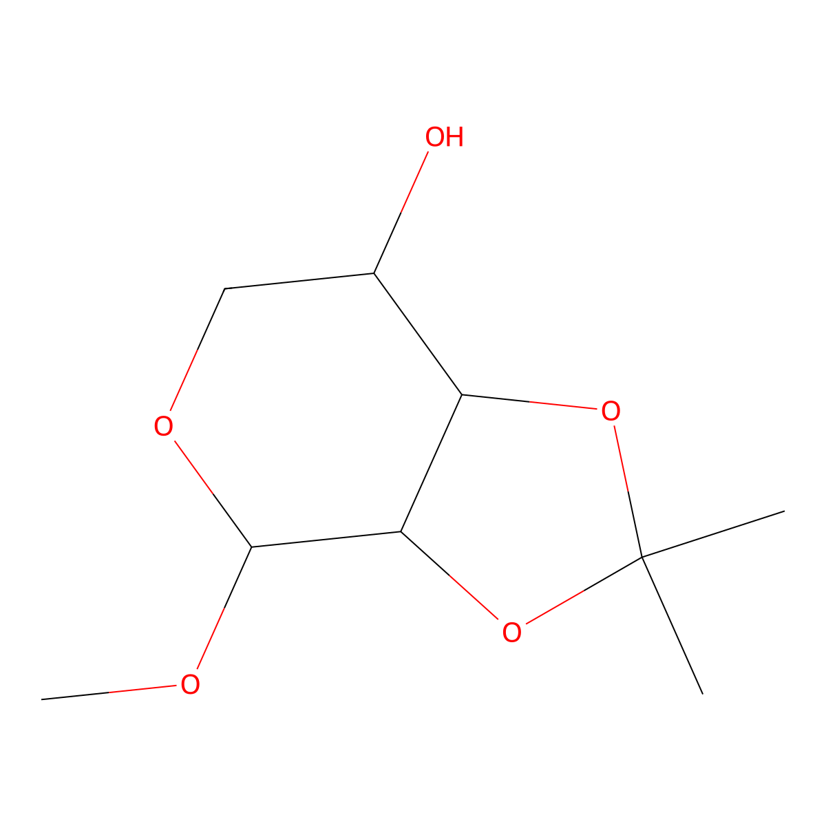 Methyl 2,3-O-(1-methylethylidene)pentopyranoside molecular structure, CAS 60562-98-3