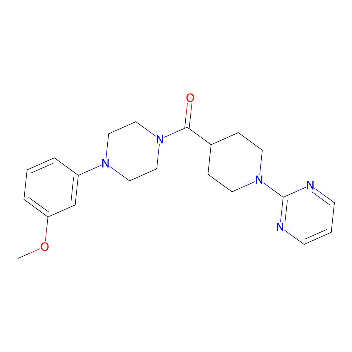 (4-(3-Methoxyphenyl)piperazin-1-yl)(1-(pyrimidin-2-yl)piperidin-4-yl)methanone molecular structure, CAS 605621-27-0
