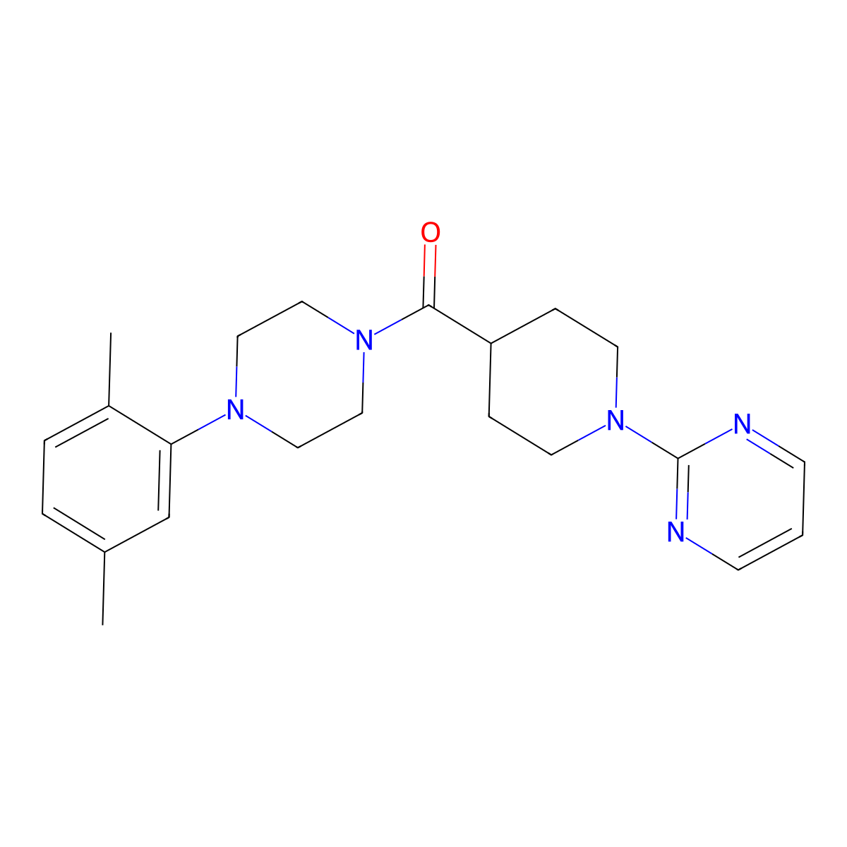 [4-(2,5-Dimethylphenyl)piperazin-1-yl]-(1-pyrimidin-2-ylpiperidin-4-yl)methanone molecular structure, CAS 605621-29-2