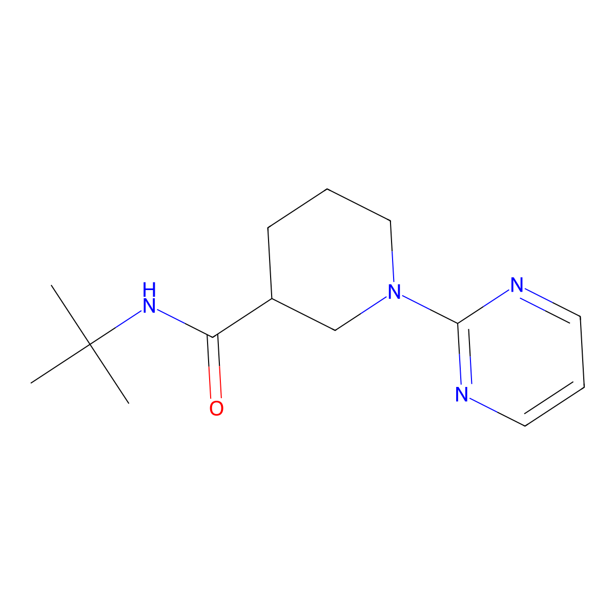 N-tert-butyl-1-(pyrimidin-2-yl)piperidine-3-carboxamide molecular structure, CAS 605623-72-1