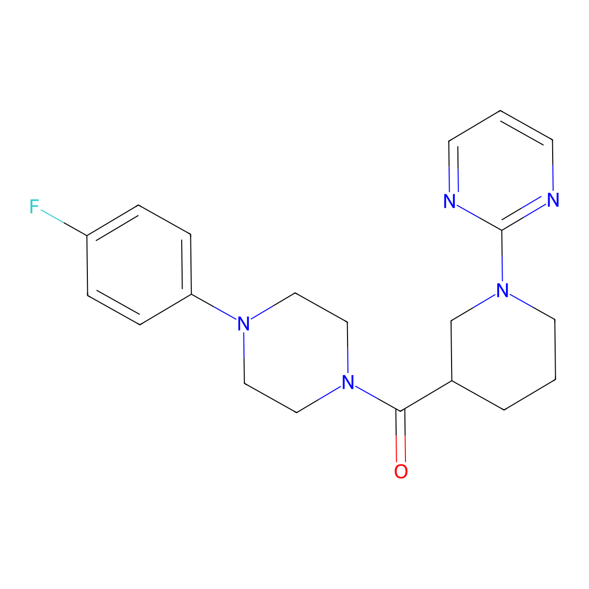 (4-(4-Fluorophenyl)piperazin-1-yl)(1-(pyrimidin-2-yl)piperidin-3-yl)methanone molecular structure, CAS 605624-02-0